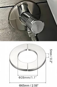 Comvastars Öntapadós Rozsdamentes Acél Rozetta Takaró Csapokhoz - 4 db Dekoratív Csőtakaró Gyűrű, 28/65 mm, Kerek, Ezüst 2