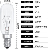 Comyan E14 40W Páraelszívó Izzó 320lm T25 Meleg Fehér 2700K 4db 2
