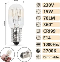 Comyan E14 T20 Hűtőszekrény Izzó 15W 2700K Meleg Fehér 2db 2
