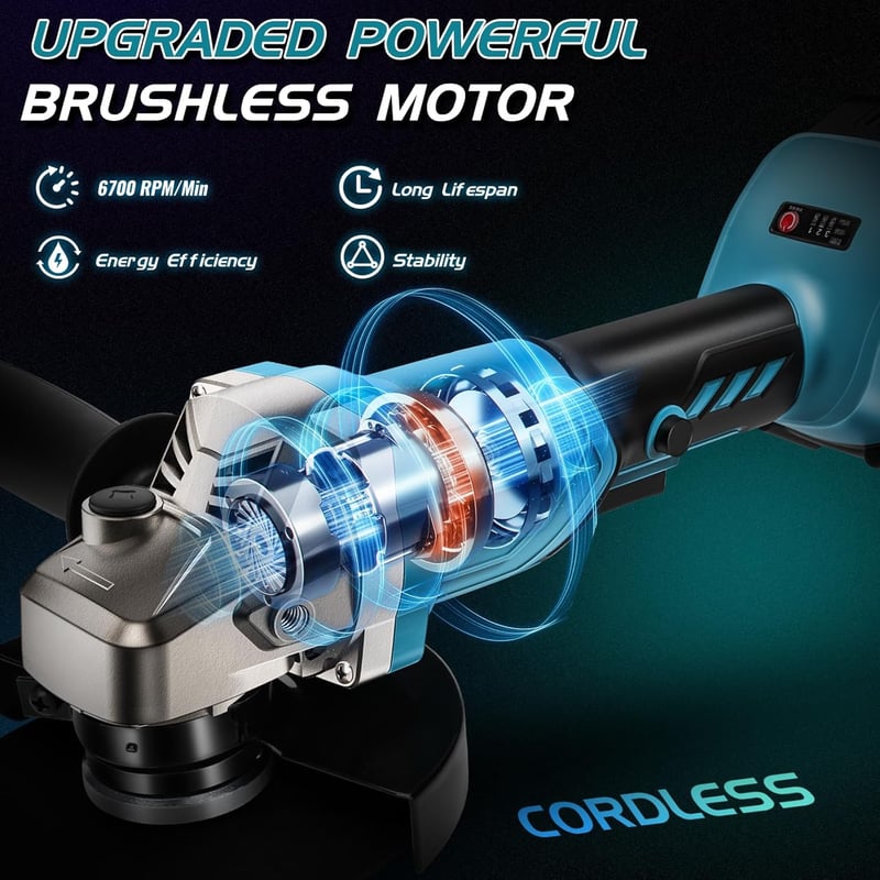 ConBlom 125mm Akkus Sarokcsiszoló Makita 18V Kompatibilis Kefe Nélküli