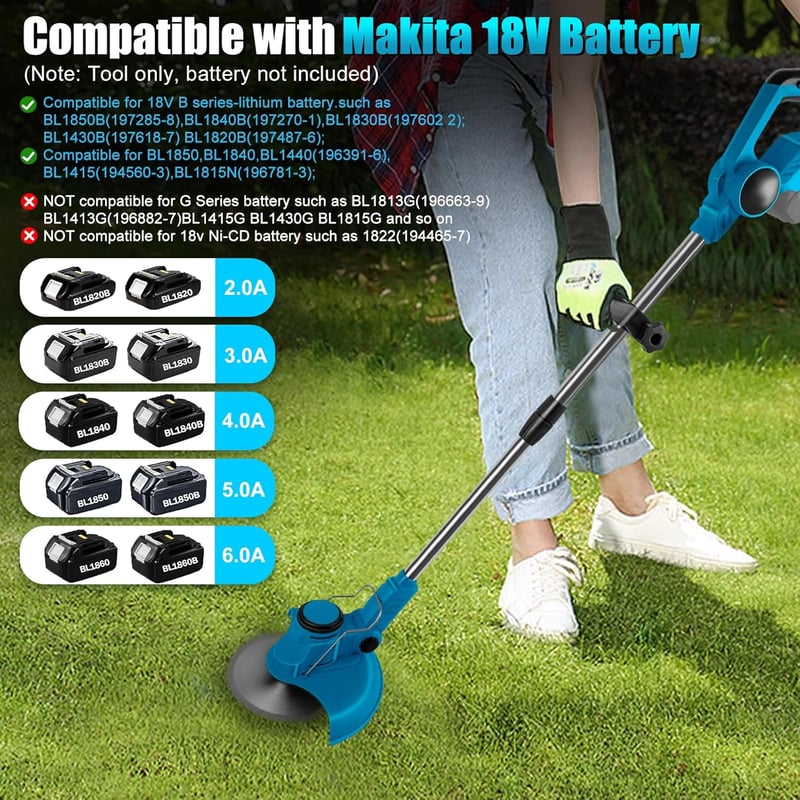 ConBlom 18V Makita akkus fűnyíró 4az1-ben, 20cm vágásszélesség, teleszkópos rúd