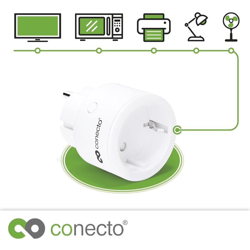 conecto Vezeték nélküli aljzat szett - 2300W, távirányító, kompakt fehér