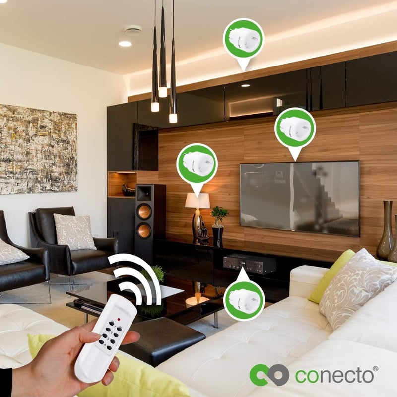 conecto Vezeték nélküli aljzat szett - 2300W, távirányító, kompakt fehér