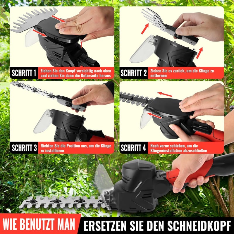 Conentool 12V Akkumulátoros Sövényvágó 2in1 Elektromos Kerti Olló Akkuval és Töltővel
