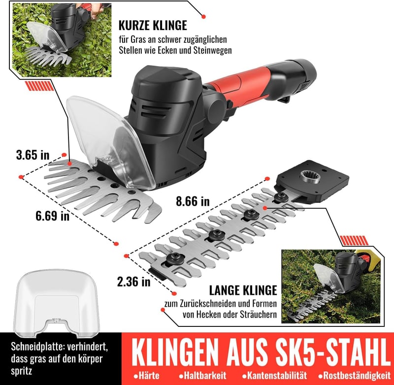 Conentool 12V Akkumulátoros Sövényvágó 2in1 Elektromos Kerti Olló Akkuval és Töltővel