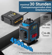 Conentool 16 vonalas zöld keresztsugár lézer szintező, önbeálló 360 fokos, forgatható, 30 óráig, 2x4500 mAh akkumulátor 2