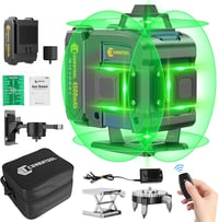 Conentool 16 vonalas zöld keresztsugár lézer szintező, önbeálló 360 fokos, forgatható, 30 óráig, 2x4500 mAh akkumulátor 1