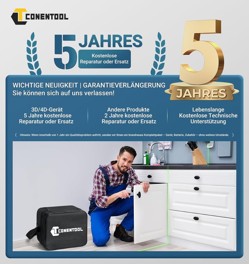 Conentool 16 vonalas zöld keresztsugár lézer szintező, önbeálló 360 fokos, forgatható, 30 óráig, 2x4500 mAh akkumulátor