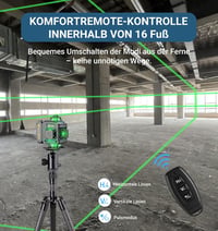 Conentool 16 vonalas zöld keresztsugár lézer szintező, önbeálló 360 fokos, forgatható, 30 óráig, 2x4500 mAh akkumulátor 5