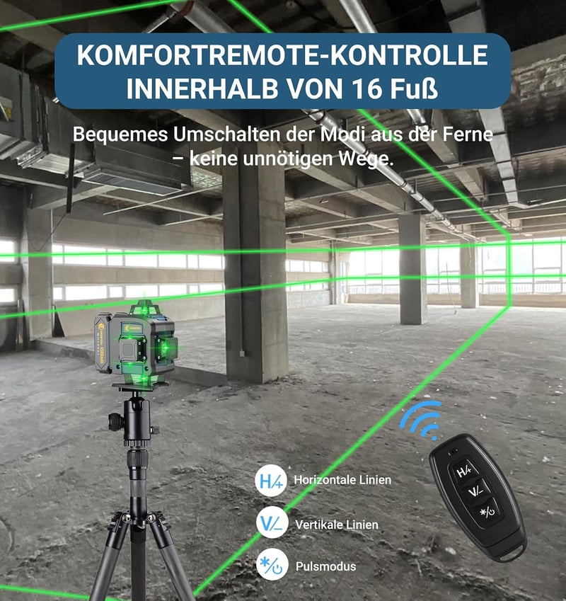 Conentool 16 vonalas zöld keresztsugár lézer szintező, önbeálló 360 fokos, forgatható, 30 óráig, 2x4500 mAh akkumulátor