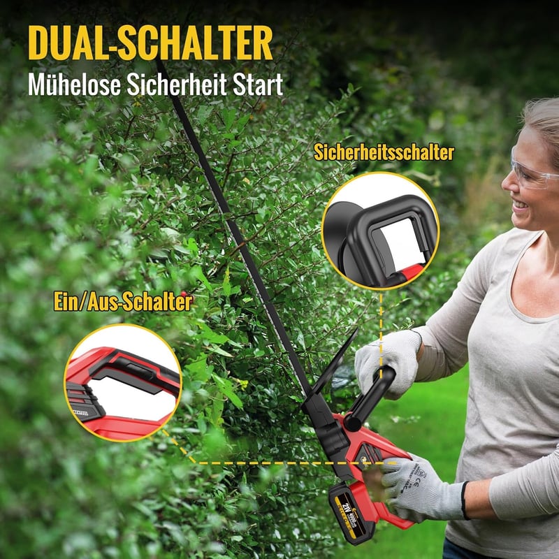 Conentool 21V Akkumulátoros Sövényvágó 55cm Pengével, 4000mAh Töltővel