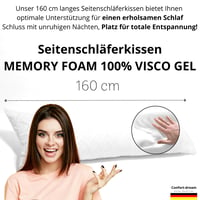 Confort-dream vankúš z pamäťovej peny na spanie na boku 160x30 cm, XXXL visco gélový vankúš na celé telo, dojčiaci vankúš, ortopedický vankúš pod krk pre deti a dospelých 2