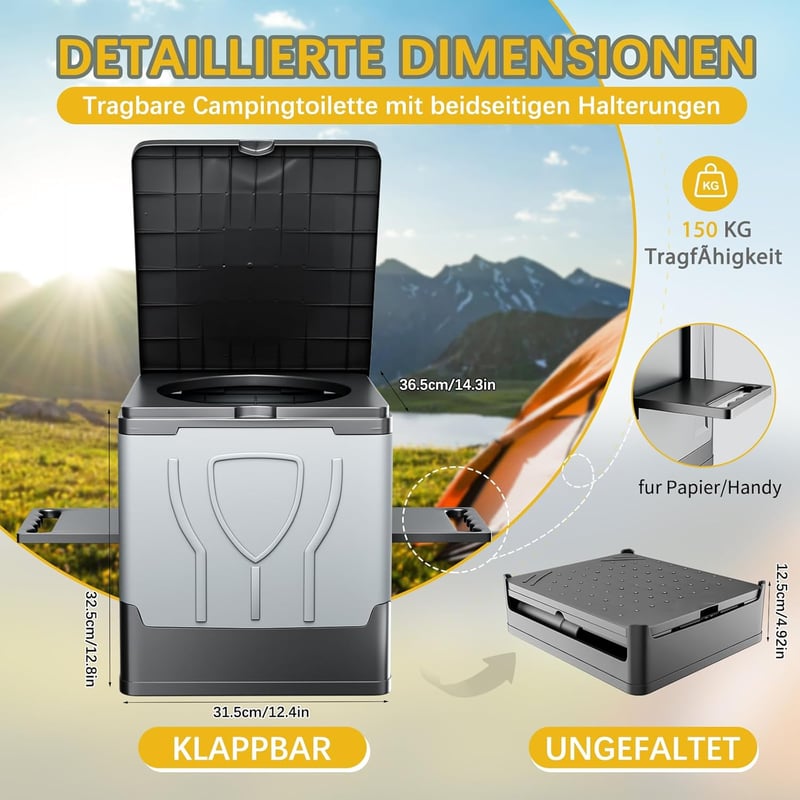 Congumi összecsukható kemping WC papírtartóval és telefontartóval
