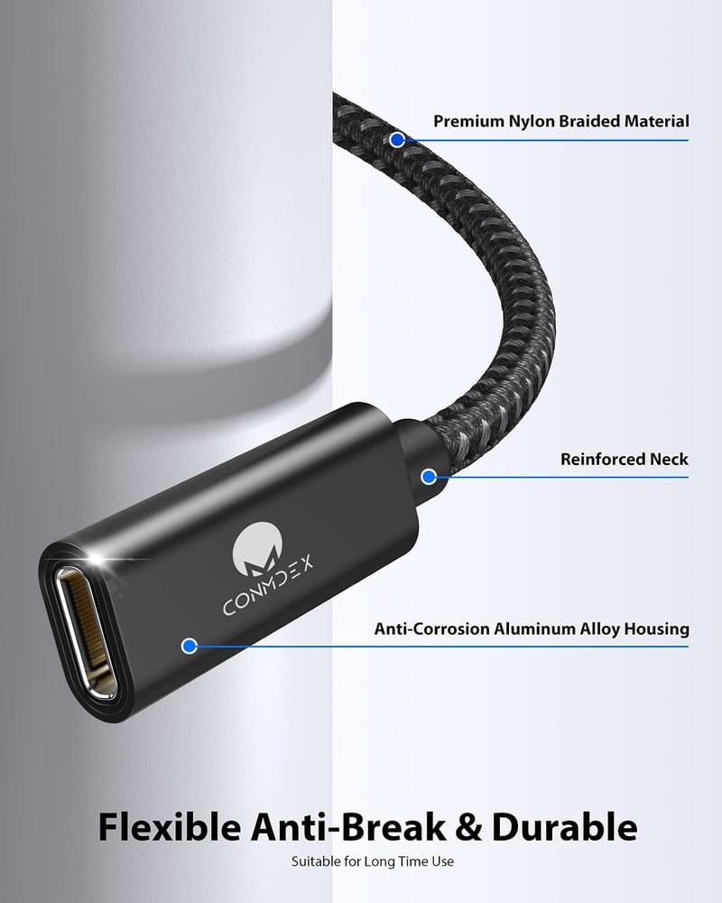 CONMDEX USB-C hosszabbító kábel 3.2 6ft 5Gbps 5A töltés 4K szinkronizálás