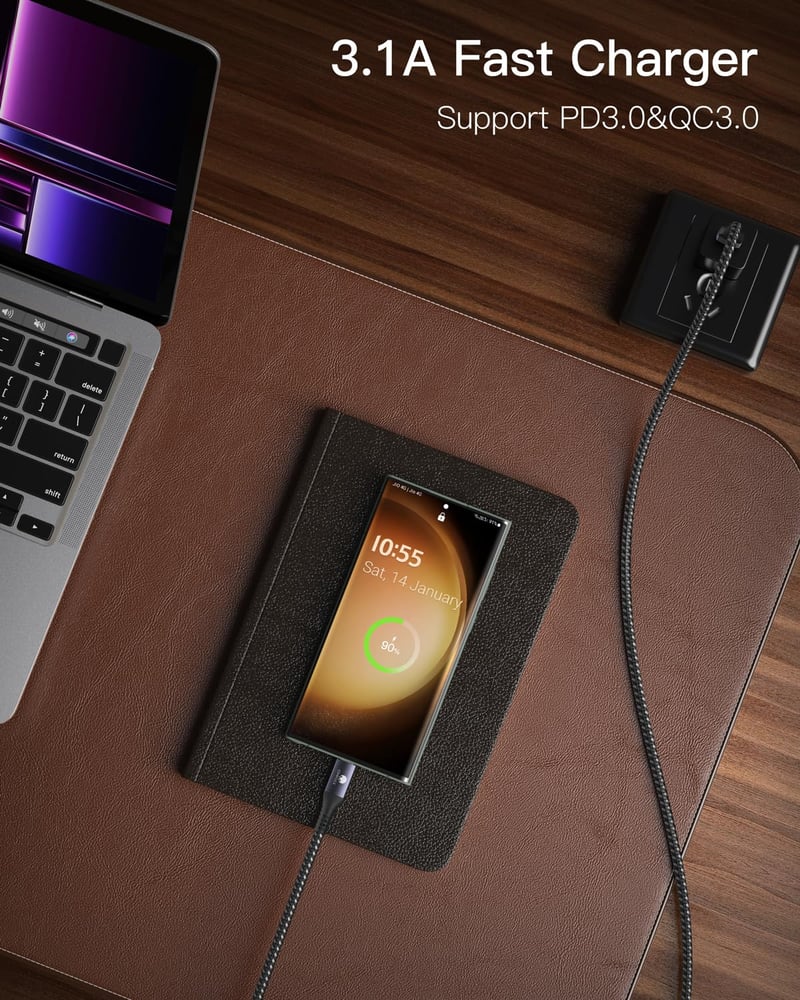 CONMDEX USB-C kábel 20cm 10Gbps 3.1A gyors töltés Samsung Galaxy S25 Pixel 9