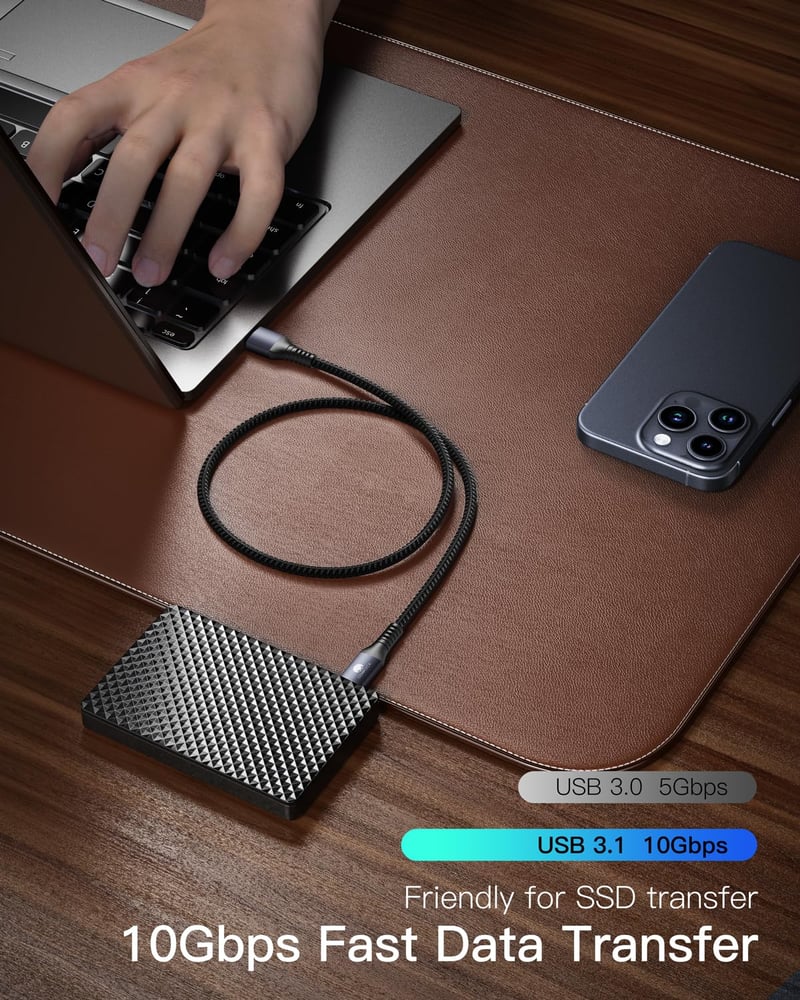 CONMDEX USB-C kábel 20cm 10Gbps 3.1A gyors töltés Samsung Galaxy S25 Pixel 9