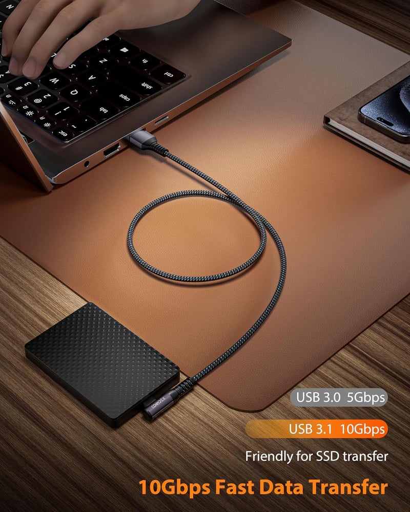CONMDEX 10Gbps USB-C töltőkábel 30cm 3.1A QC3.0 iPhone Samsung Galaxy