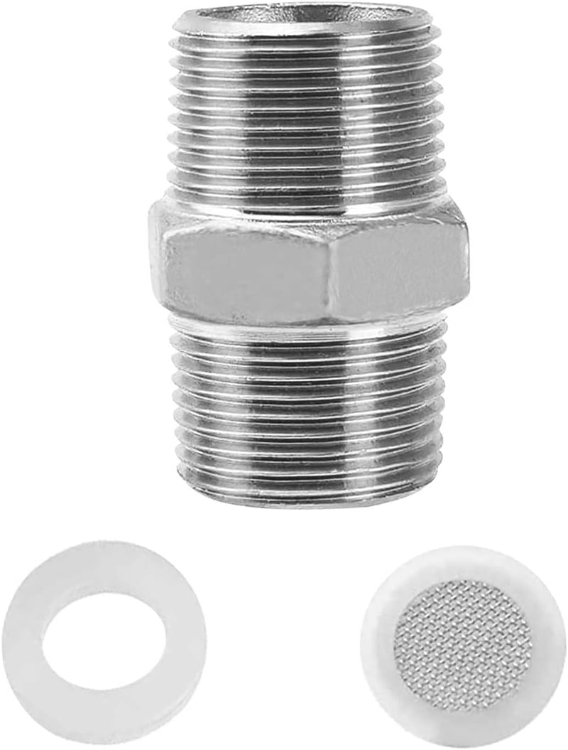 CONNECTION 1/2" rozsdamentes acél dupla nippel csatlakozó szűrővel és tömítéssel