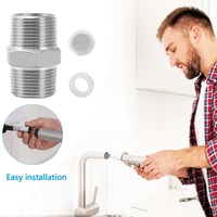 CONNECTION 1/2" rozsdamentes acél dupla nippel csatlakozó szűrővel és tömítéssel 5