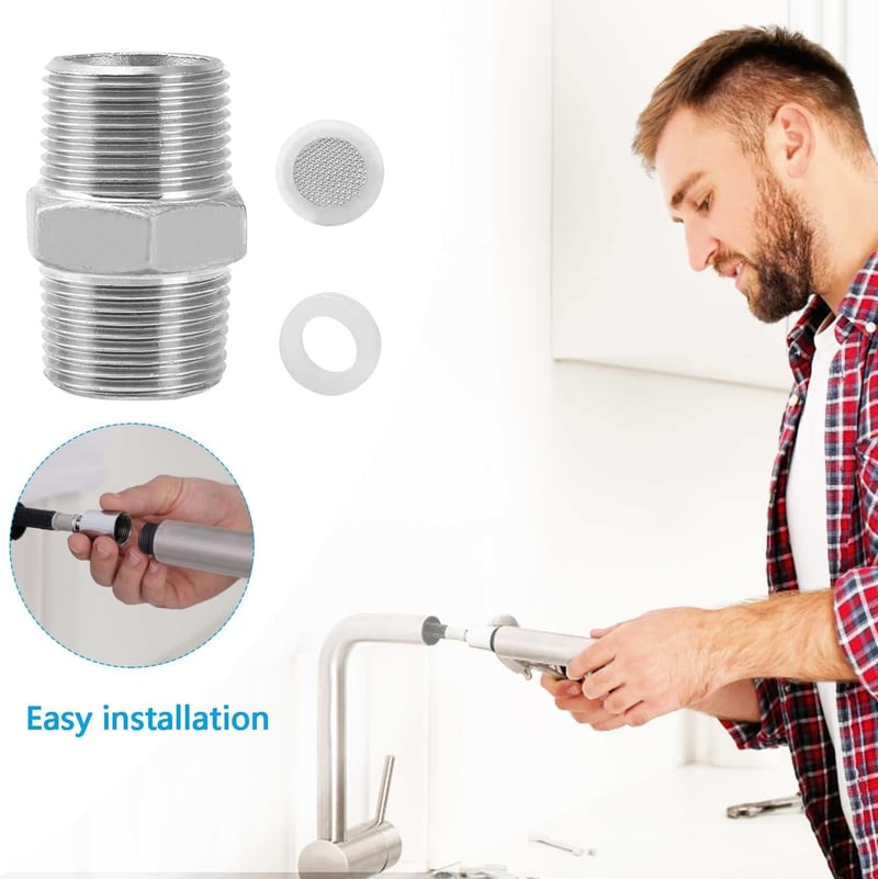 CONNECTION 1/2" rozsdamentes acél dupla nippel csatlakozó szűrővel és tömítéssel