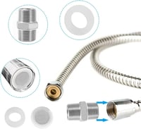 CONNECTION 1/2" rozsdamentes acél dupla nippel csatlakozó szűrővel és tömítéssel 3