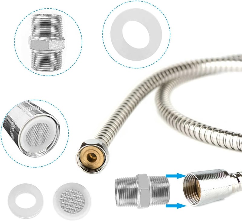CONNECTION 1/2" rozsdamentes acél dupla nippel csatlakozó szűrővel és tömítéssel