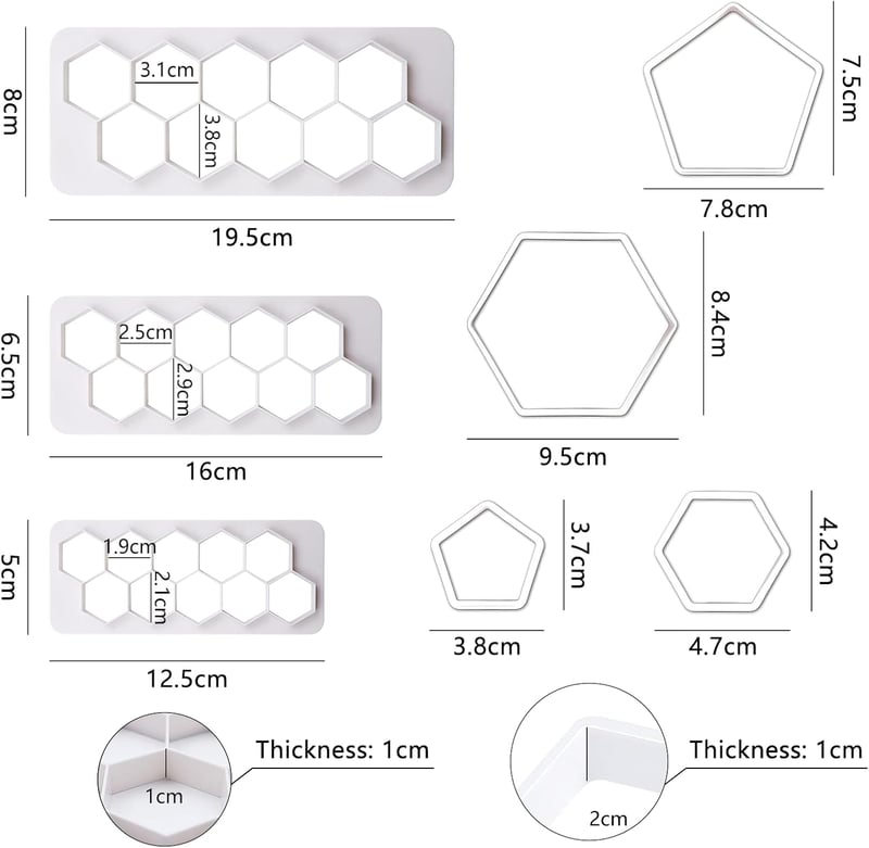 CONNECTION Focilabda Sütemény Vágó Szett 7 Méret Fondant Keksz Forma Torta Dekoráció Fehér