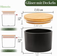 CONNOO matt fekete üveg gyertyatartó bambusz fedéllel - 120 ml - 15 db 3