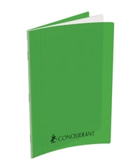 Zošit Conquérant Seyès A4, veľké štvorčeky, 192 strán, šitá väzba s polypropylénovým obalom, zelený – poškriabaný obal (stav: pozri 2. obrázok) 1