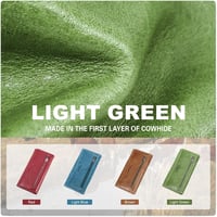 Portofel tip clutch mic din piele naturală CONTACTS cu fermoar, pentru carduri, monede și telefon, verde 3