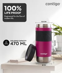 Cană termică Contigo Byron 2.0, 470 ml – Cană de cafea izolată din oțel inoxidabil cu închidere Snapseal, 100% etanșă, capac lavabil în mașina de spălat vase, fără BPA 6