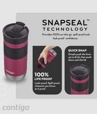 Cană termică Contigo Byron 2.0, 470 ml – Cană de cafea izolată din oțel inoxidabil cu închidere Snapseal, 100% etanșă, capac lavabil în mașina de spălat vase, fără BPA 2