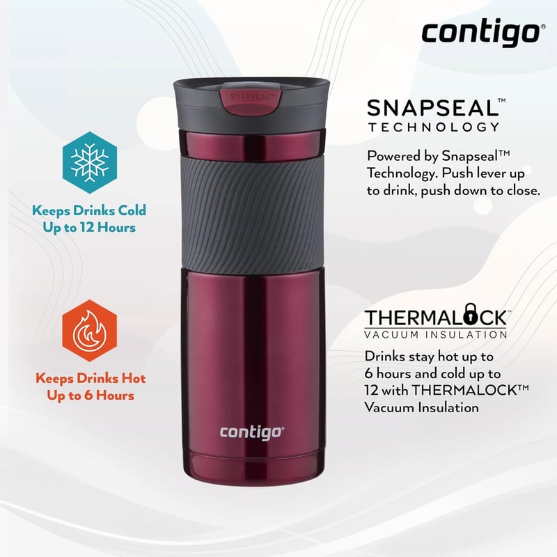Contigo Byron Snapseal rozsdamentes acél termikus bögre 470ml szivárgásmentes - 1 pc. (pack of 1), Byron Vivacious