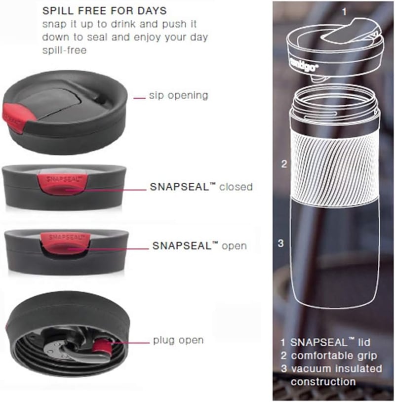 Contigo Byron Snapseal rozsdamentes acél termikus bögre 470ml szivárgásmentes - 1 pc. (pack of 1), Byron Vivacious