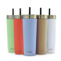 Termoska so slamkou Contigo No-Spill Tumbler, 720 ml, nehrdzavejúca oceľ, dvojstenná, odolná proti vytečeniu — používaná (stav: pozri 2. obrázok) 1