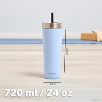Termoska so slamkou Contigo No-Spill Tumbler, 720 ml, nehrdzavejúca oceľ, dvojstenná, odolná proti vytečeniu — používaná (stav: pozri 2. obrázok) 11