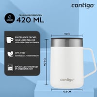 Termohrnček Contigo Streeterville s nerezovou rukoväťou a vekom, udrží teplotu 5 hodín, vhodný do kancelárie aj domácnosti, farba Salt 6