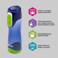 Sticlă de apă Contigo Swish Autoseal din plastic fără BPA, 500 ml, 100% etanșă, cu închidere automată, pentru sport, școală, drumeții 2