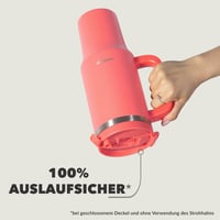 Pahar termoizolant Contigo 1200 ml cu mâner și pai, culoarea coral, bidon de apă cu izolație în vid, fără BPA, menține băuturile reci timp de 29 de ore 4