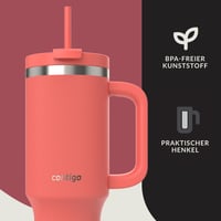 Pahar termoizolant Contigo 1200 ml cu mâner și pai, culoarea coral, bidon de apă cu izolație în vid, fără BPA, menține băuturile reci timp de 29 de ore 5