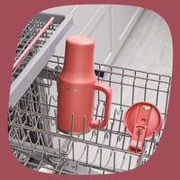 Pahar termoizolant Contigo 1200 ml cu mâner și pai, culoarea coral, bidon de apă cu izolație în vid, fără BPA, menține băuturile reci timp de 29 de ore 6