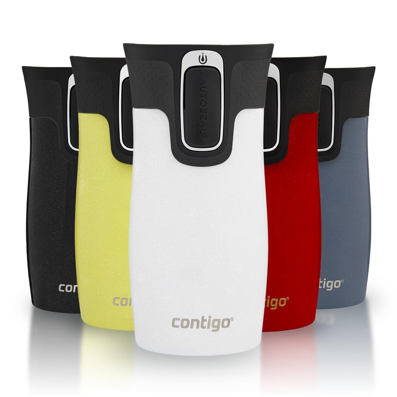 Termo hrnček Contigo West Loop Mini Autoseal, nehrdzavejúca oceľ, nepriepustný, viečko vhodné do umývačky riadu, bez BPA, 300 ml, farba soľ (sivá)