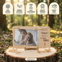 CONTRAXT Poklon okvir za fotografije za Majčin dan - Držač za slike s užetom i drvenim štipaljkama, držač za razglednice, s akrilnim okvirom za fotografije, poklon za mamu 3