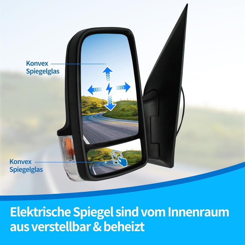 Convitex Bal Oldali Visszapillantó Tükör Sprinter 906 Modellhez - Elektromos, Fűthető, Irányjelzővel, Domború Lencsével