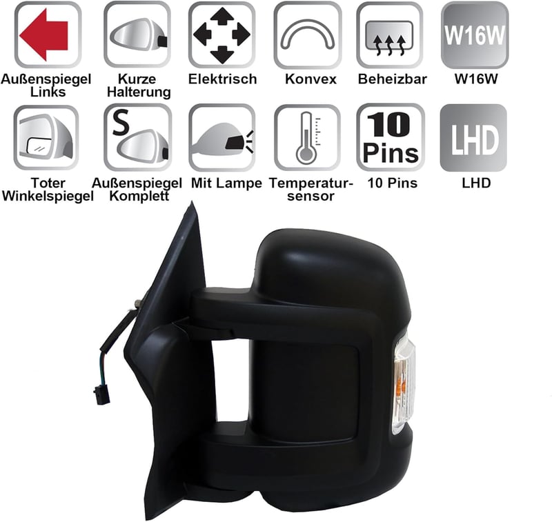 Convitex Elektromos Bal Oldali Visszapillantó Tükör Jumper Ducato Boxer 2006+