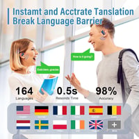 Căști cu traducere Conyat, tip open-ear, 164 de limbi, 6 moduri de traducere, 3 în 1, albastru, cu microfon pentru învățare 2