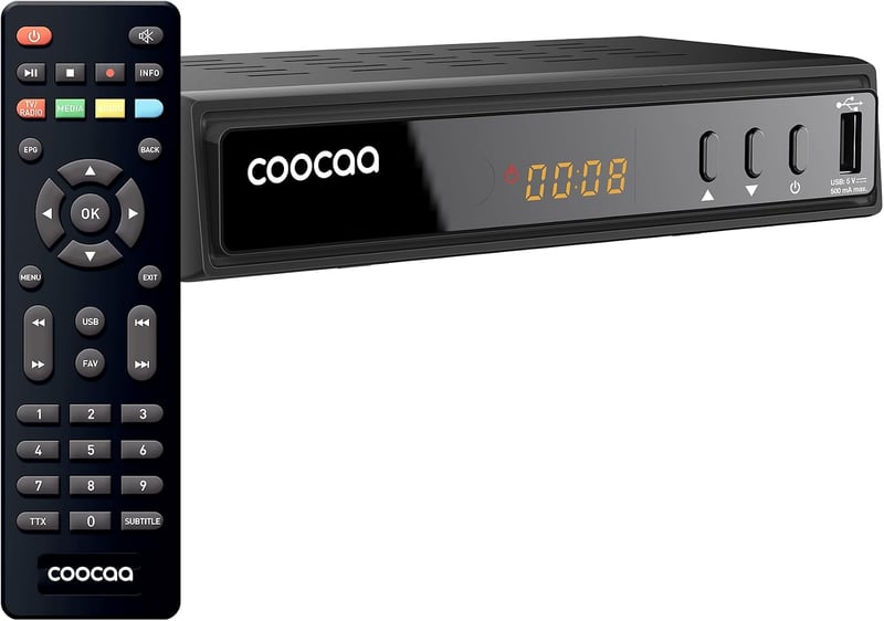 Coocaa HDC2530 digitális HD kábelvevő kijelzővel, HDMI kábellel, Scart és AUX csatlakozással