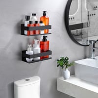 Cooeco Zuhanyzó Polc Fúrás Nélkül Fekete 2 db Fürdőszoba Polc Sampon Tartó 5