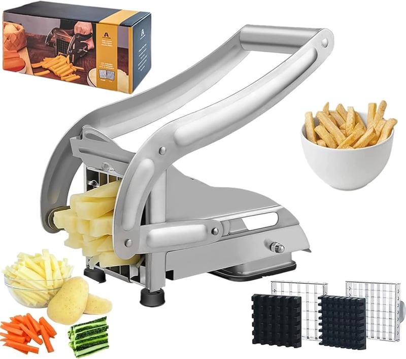 COOK A FUTURE Rozsdamentes Burgonyavágó 2 Pengével és Tapadótalappal