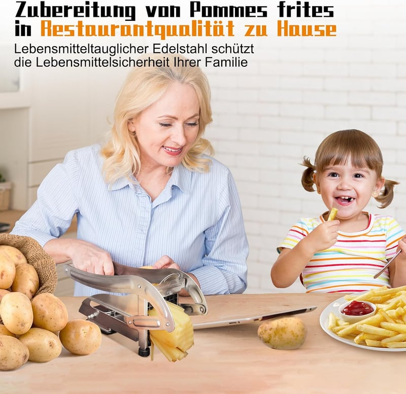 COOK A FUTURE Rozsdamentes Burgonyavágó 2 Pengével és Tapadótalappal
